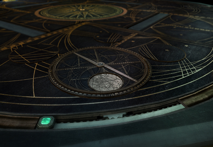 In-game screenshot of a puzzle involving a star chart and measurement instruments.