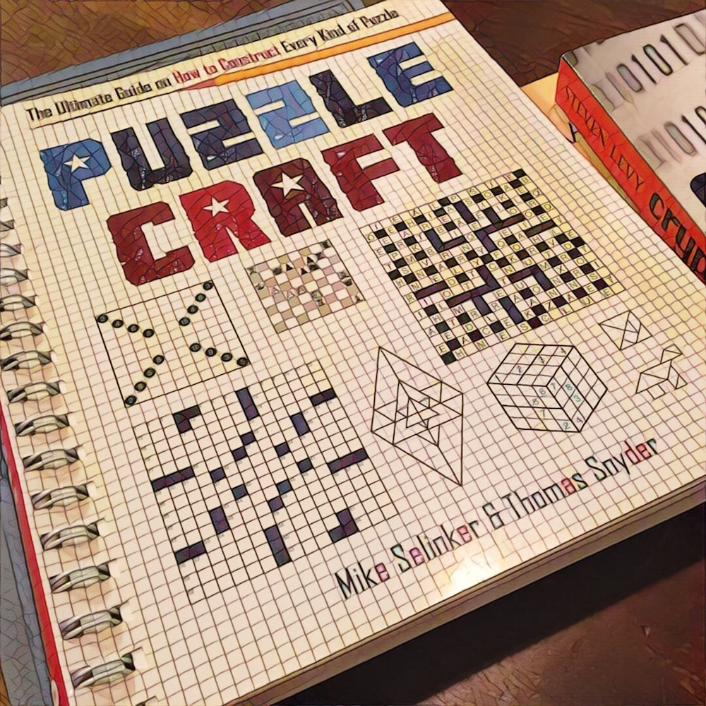 Mosaic photo of a pile of books. "Puzzle Craft" is front and center.