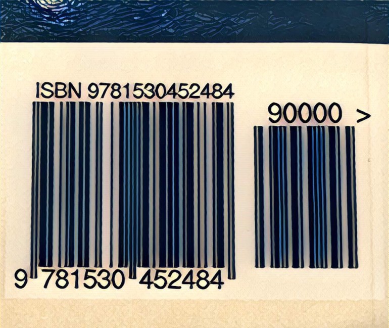 Image of a barcode and ISBN from a book