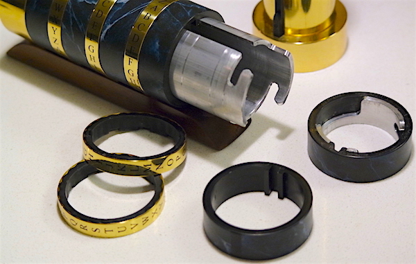 A cryptex in mid disassembly