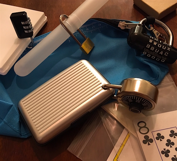 An assortment of locked game items.