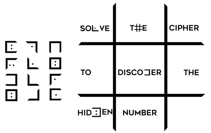 Sample puzzle, looks like its a riff on a pigpen cipher.