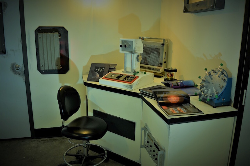 In game at The Locked Room. A science lab with a assortment of lab equipment. 