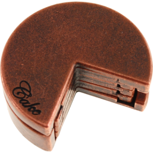 A bronze cast metal layer cake puzzle.