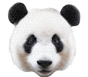 A puzzle made to look like a panda's head.