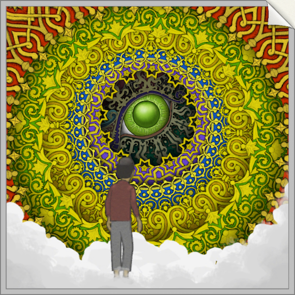 In-game: a beautiful multicolored series of circular repeating patterns surrounding an eye.