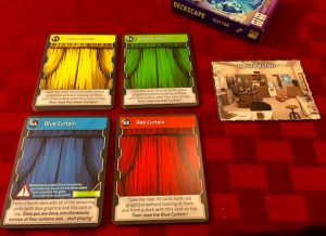 4 colored curtains each representing a parallel track for puzzling.