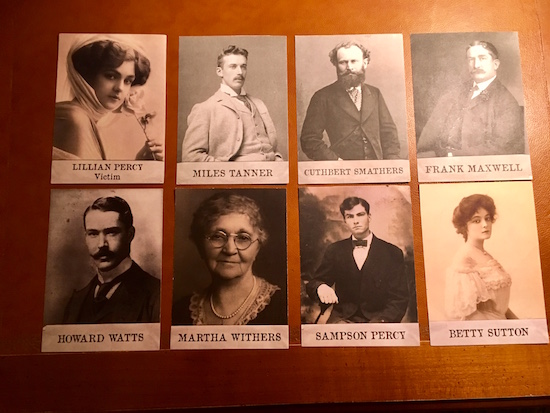 Photos and names of 7 suspects and the victim.