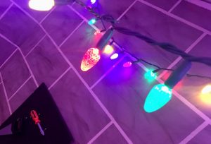 In-game: multiple strands of christmas lights.