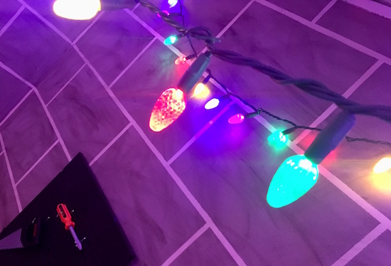 In-game: multiple strands of christmas lights.