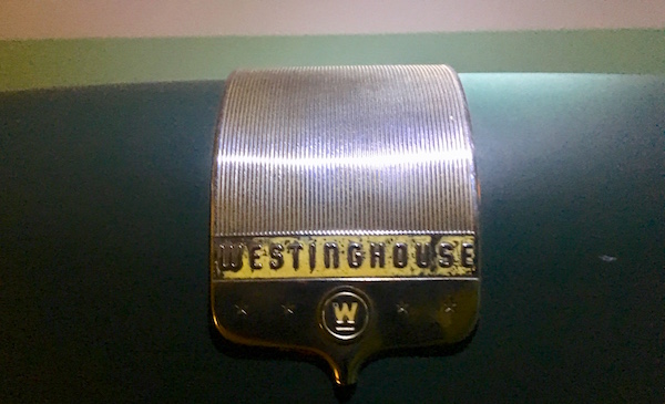 In-game: A close up of the old Westinghouse logo.