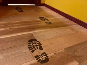 In-game: bootprints on the floor.