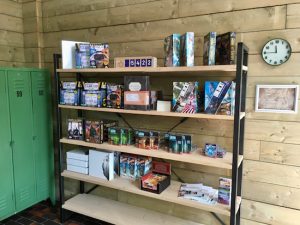 Escape Challenge's lobby's tabletop escape game sale display.