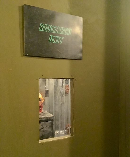 In-game: The door to the research unity, it looks like there are monsters on the other side of it.