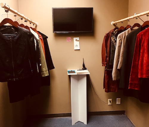 In-game: a coat check closet.