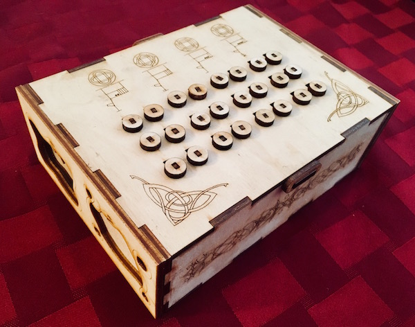 In-game: a beautiful, intricate laser engraved/ laser cut wooden puzzle box.