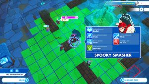 The battlefield in "Tacticam Mode". The cursor hovers over the Spooky Smasher enemy, showing its movement range.