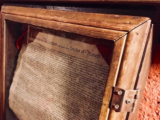 In-game: a locked box displaying the Declaration of Independence.