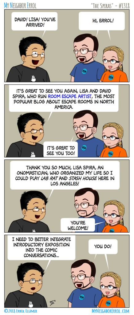 Comic introducing Lisa & David as characters.