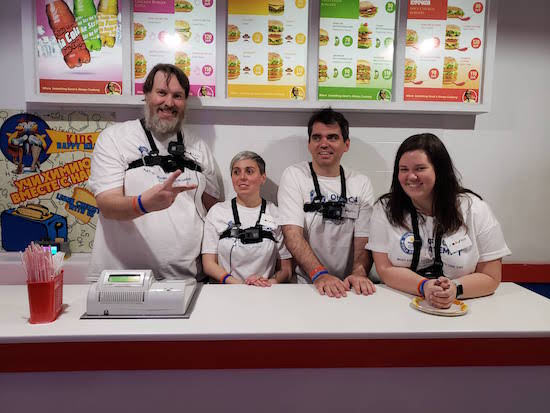 Game 2 post-game photo in a fried chicken restaurant
