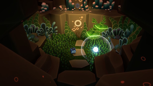 Cavern after image. The cavern is lush, green, and full of life and crystals.