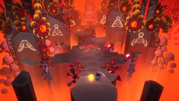 Volcano after image. Volcano covered in vibrant crystals and plants.