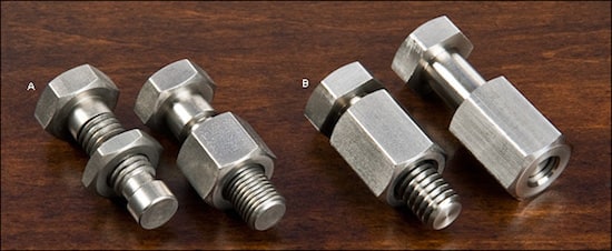 4 different nut and bolt puzzles.