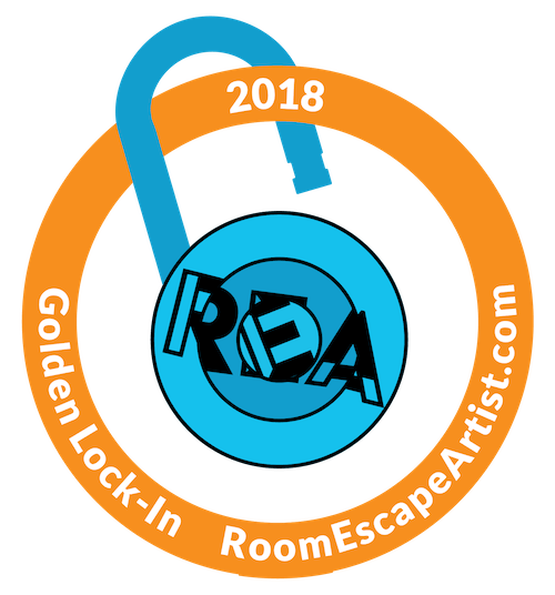 2018 Golden Lock-In Award features an open REA padlock with a golden ring around it.