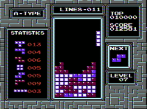 Tetris being played on the NES.