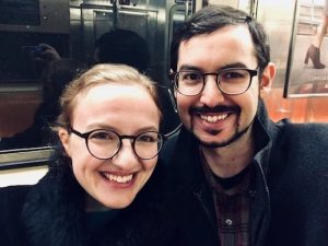 Lisa and David selfie on the 6 train.