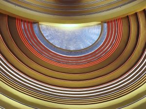 Elaborate art deco ceiling of the Cincinnati Museum Center.