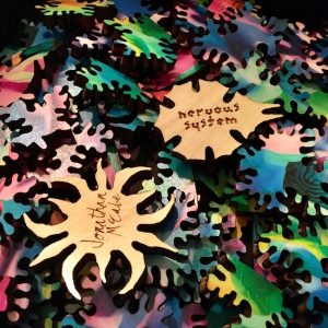 An assortment of pieces, with two whimsy pieces flipped. One is signed by the artist, the other is marked with the Nervous System brand.