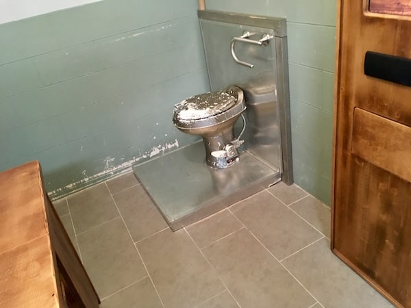 In-game: a metal toilet.