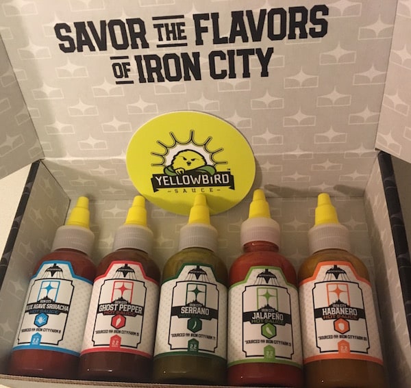 In-world branded hot sauce collection.