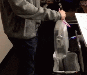 Animation of David throwing away Whats That Smell.