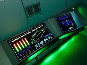 In-game: The glowing energy consumption level by sector console.