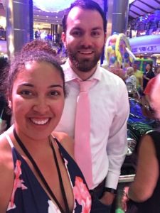 Jasmine & Stuart dressed for a night out on a Royal Caribbean cruise.