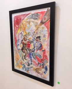 A painting of a Cossack and a bear in a dance off.