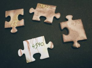 Edge pieces with numbers printed on them.