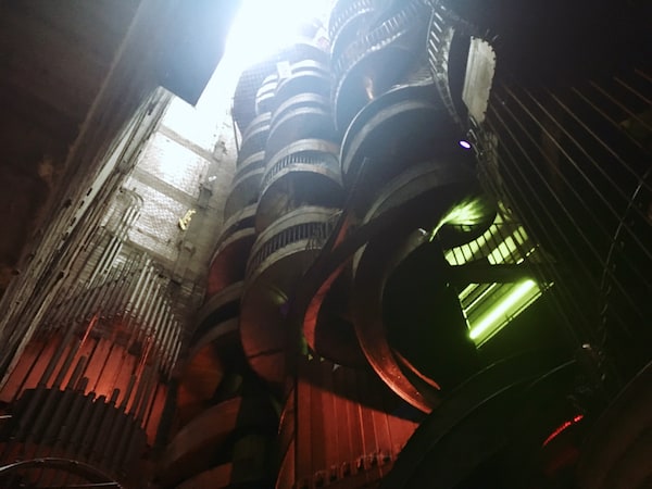 Two 10 story spiral slides.