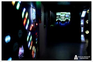 In-game: Illuminated displays in a spaceship.