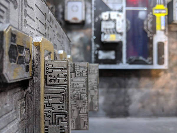 In-game: closeup of a large circuit board.