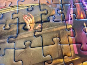 Closeup of Dracula emerging from his coffin.
