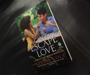 Can't Escape Love by Alyssa Cole's Novella cover depicts a woman in a wheel chair sharing ice cream with a man.