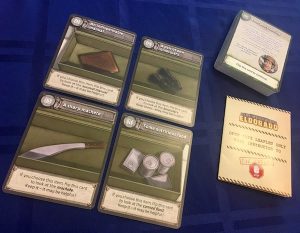 4 cards with different survival tools.