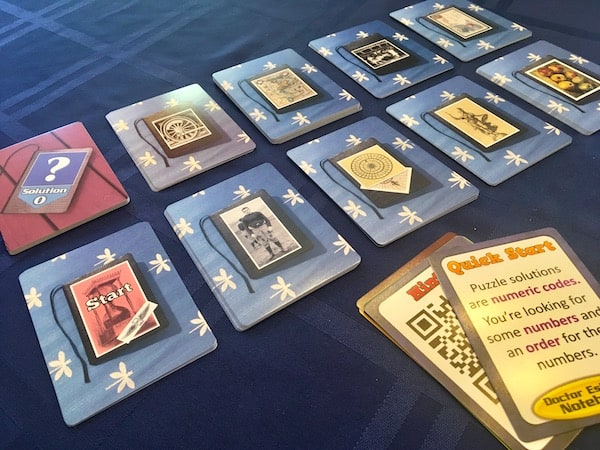 10 stacks of cards each with different art.