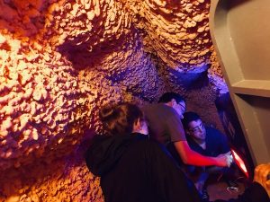 In-game: lisa, chris, and drew inside of a shark.