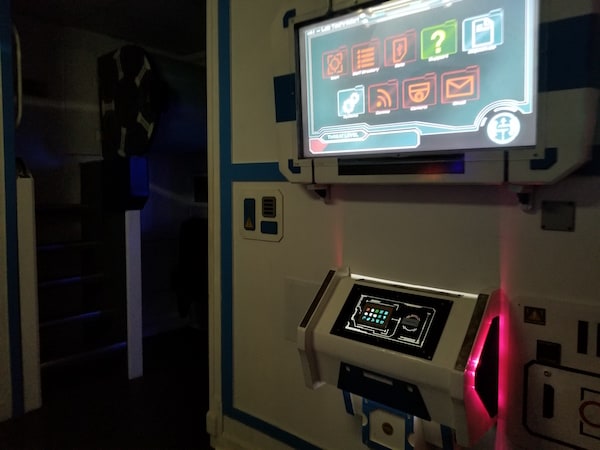 In-game: A computer console.