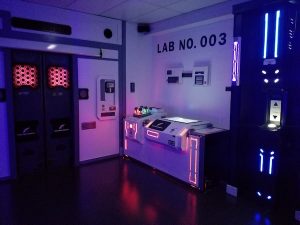 In-game: A futuristic lab.