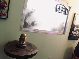 In-game: The front window of the museum, below it is the idol from the opening scenes of Indiana Jones: Raiders of the Lost Ark.